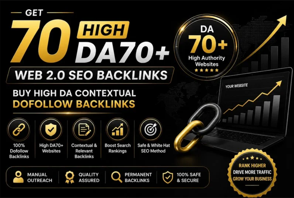 Get 70 High DA70+ WEB 2 SEO Backlinks, buy High DA Contextual Dofollow Backlinks
