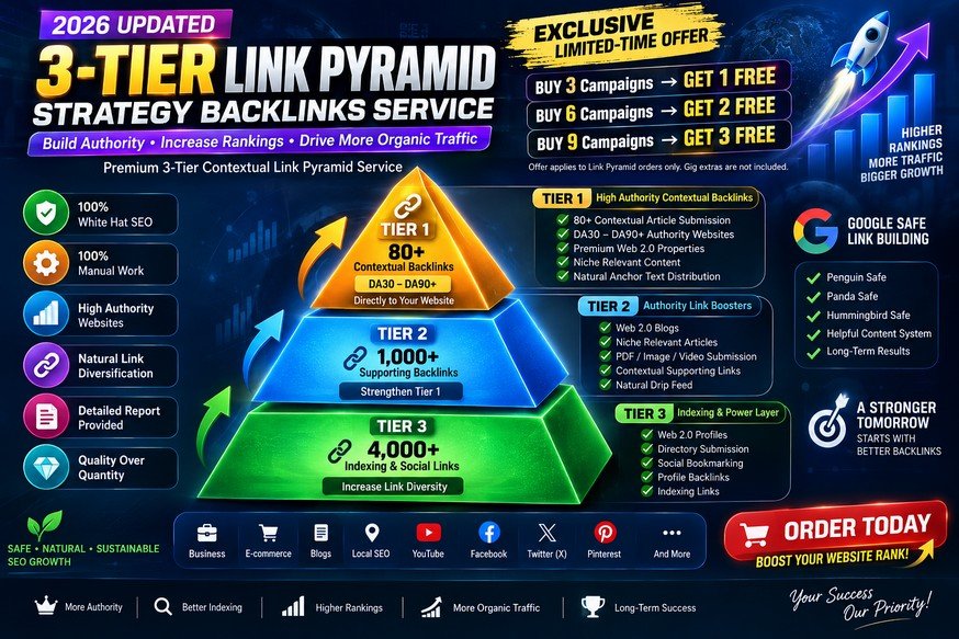 Get 2026 Updated 3-Tier Link Pyramid Strategy Backlinks Service to Boost Your Website Rank